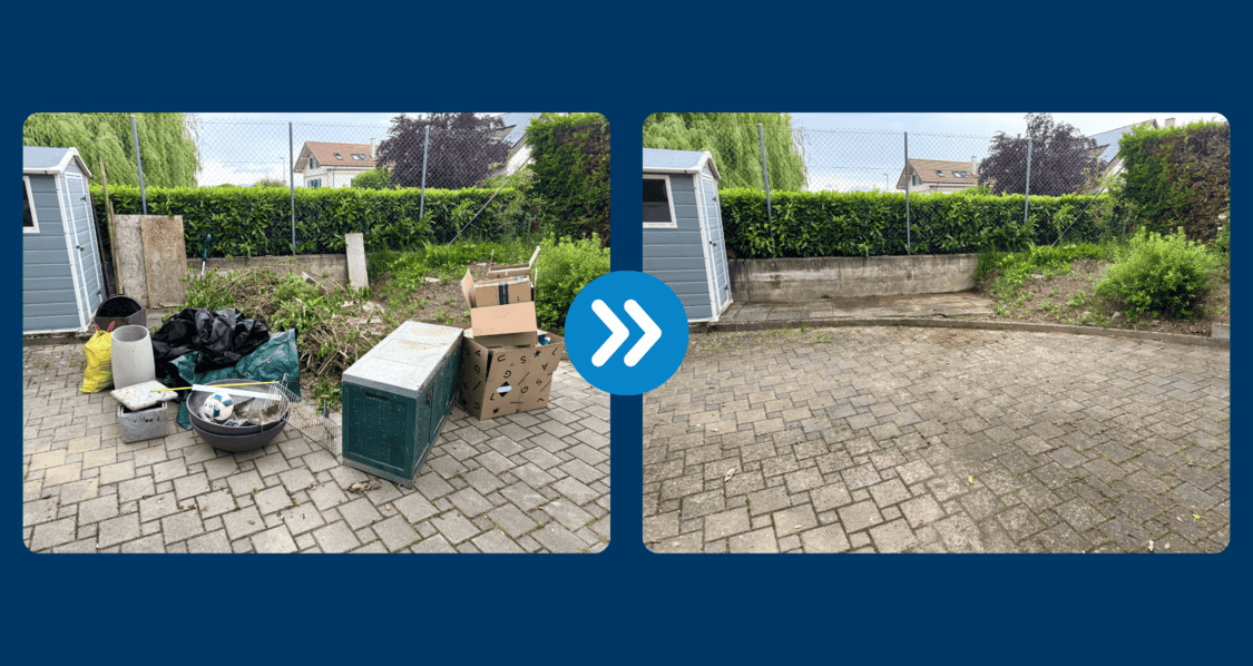 Photo avant/après d'une intervention de débarras à Fribourg