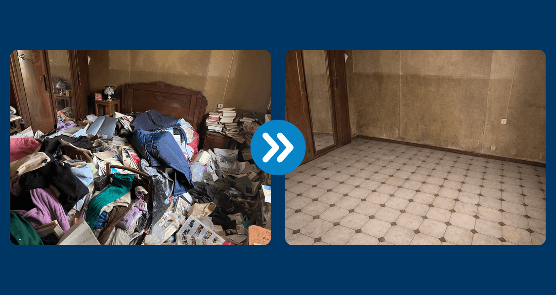 Avant/après d'une débarras Diogène à Payerne