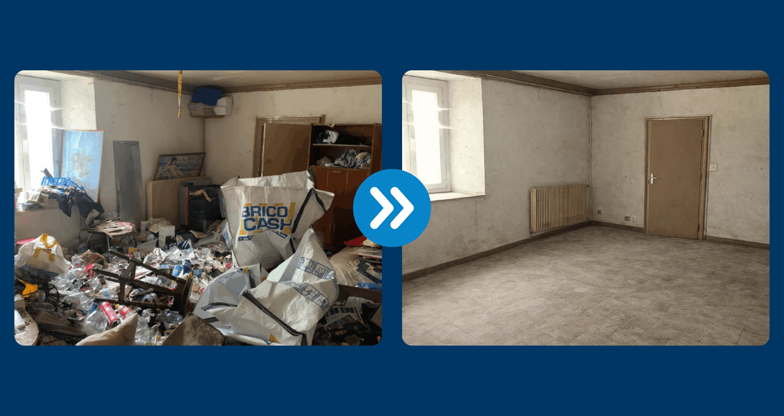 Avant/après d'une débarras Diogène à Yverdon-les-Bains