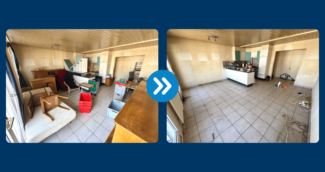 Photo avant/après d'une intervention de débarras à La Tours de Peilz