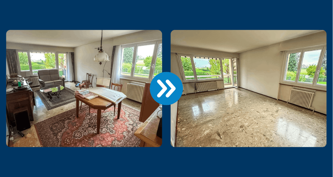 photo avant/après d'un débarras d'une maison à Crissier